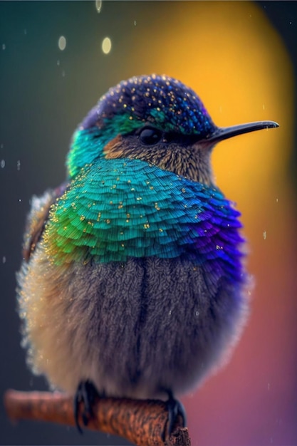 Colorful bird sitting on top of a flower generative ai