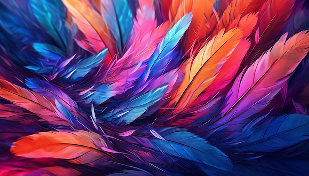 A colorful bird wallpaper with a colorful feather pattern