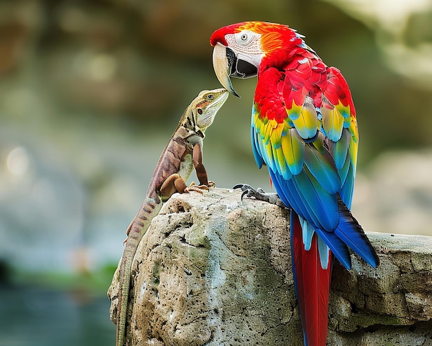 Photo a colorful bird with a beak that says parrot