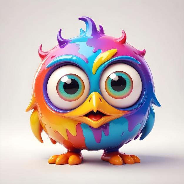 a colorful bird with big eyes and a colorful top