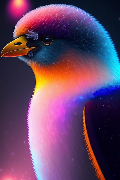 A colorful bird with a black background