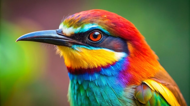 a colorful bird with a colorful head and a colorful neck