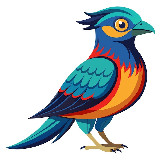 a colorful bird with a colorful tail and a blue and orange on it