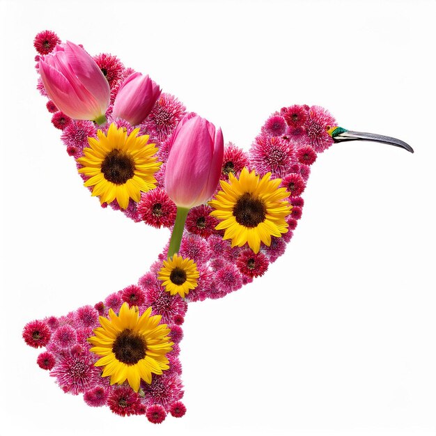 Photo a colorful bird with a flower in its beak