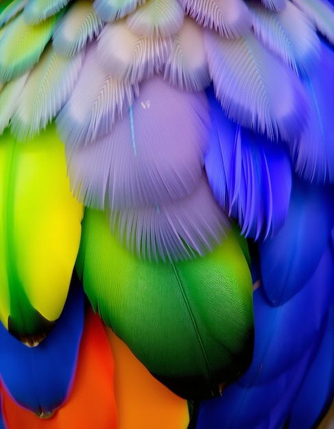 Photo a colorful bird with many colors of feathers