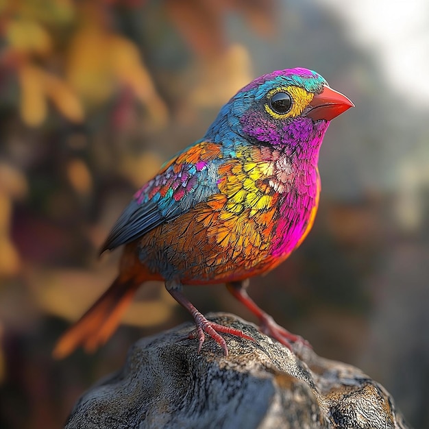 Photo a colorful bird with multicolored feathers on its face