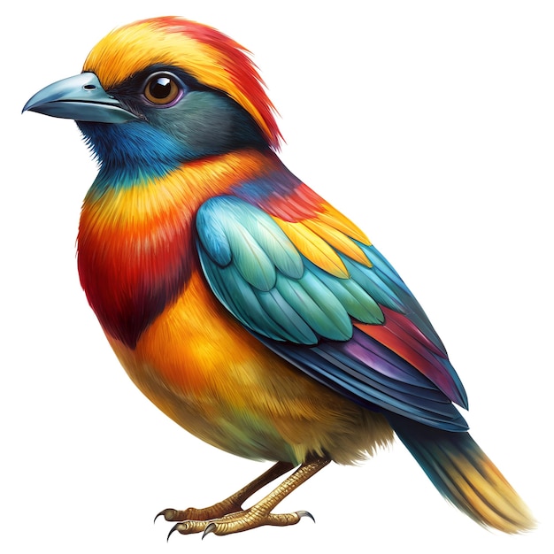 a colorful bird with multicolored feathers on the side of it