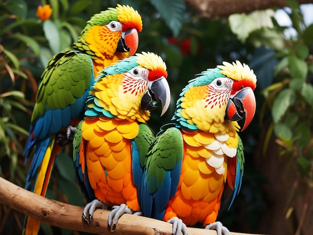 colorful Birds in the museum blanco bali in two beautiful