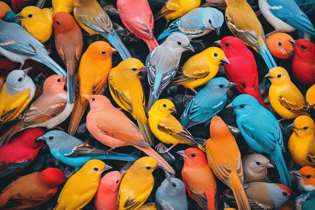 Photo colorful birds perched