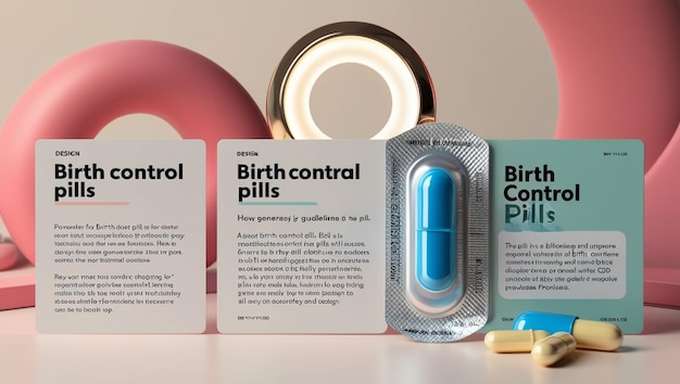 Photo colorful birth control pill packaging