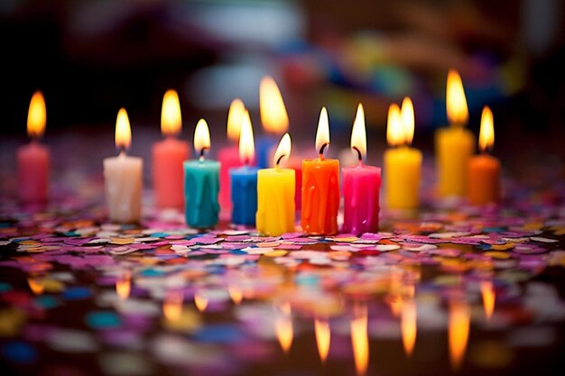 Colorful Birthday Candles and Confetti