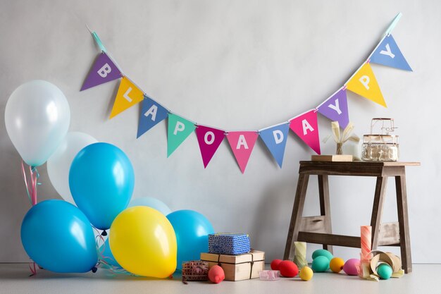 Photo colorful birthday party decor