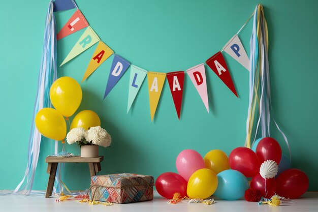 Photo colorful birthday party decor