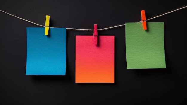 colorful blank note papers on chalkboard