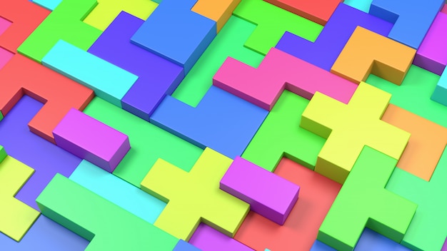 Colorful Blocks Combined, 3D