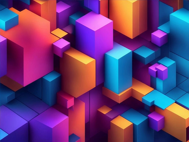 Colorful blocks gradient Generative AI Illustration