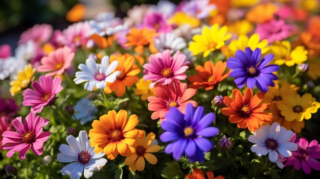 Colorful blooming summer season beautiful flowers pictures AI Generated art