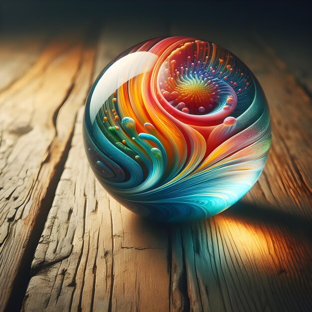 Colorful blown glass paperweight