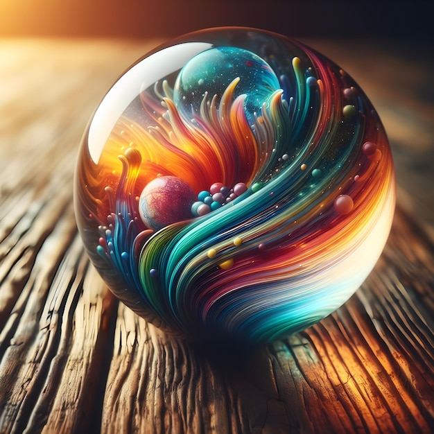 Colorful blown glass paperweight