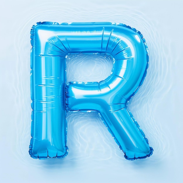 Colorful blue air mattress in the shape of the letter r