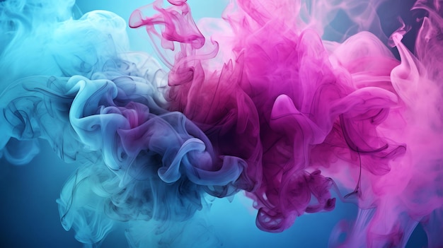 Colorful blue and purple smoke