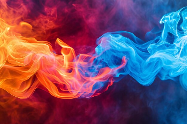 Colorful blue and red smoke on a black isolated background Background from the smoke of vape