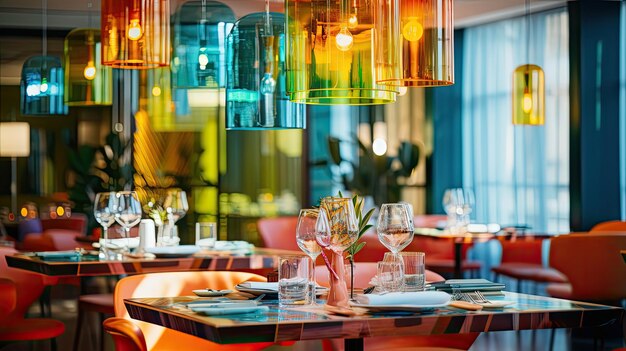 Photo colorful blurred interior design hotel