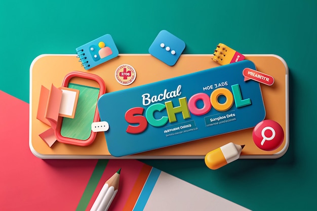 a colorful board with the word school on it