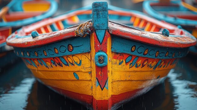 Photo a colorful boat with the word quot z quot on the bottom