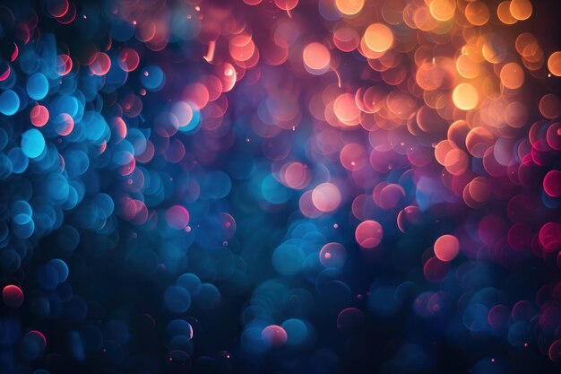 A colorful bokeh background with a bright blue and red light