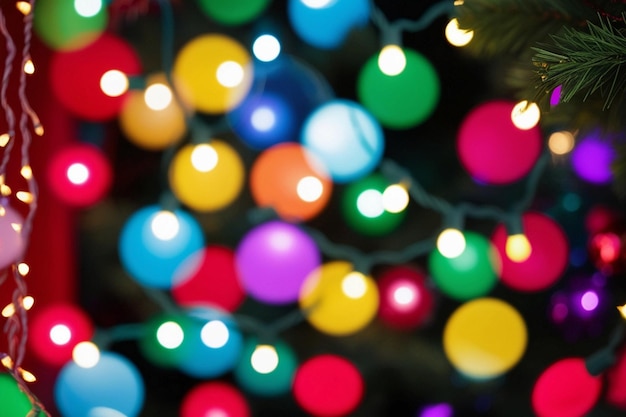 Photo colorful bokeh lights festive and vibrant display of blurred holiday lights