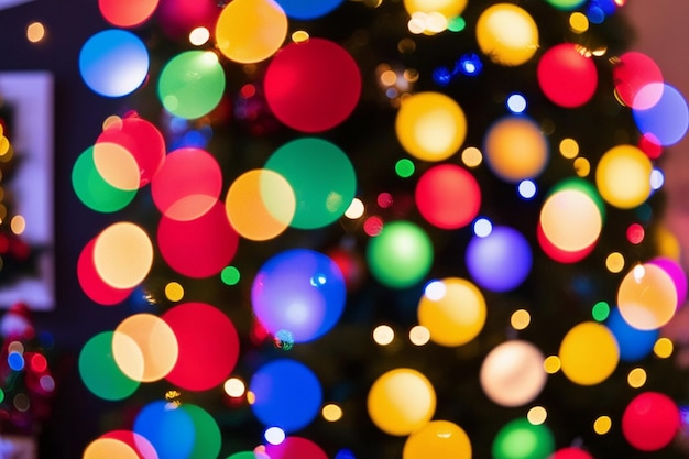 Photo colorful bokeh lights festive and vibrant display of blurred holiday lights