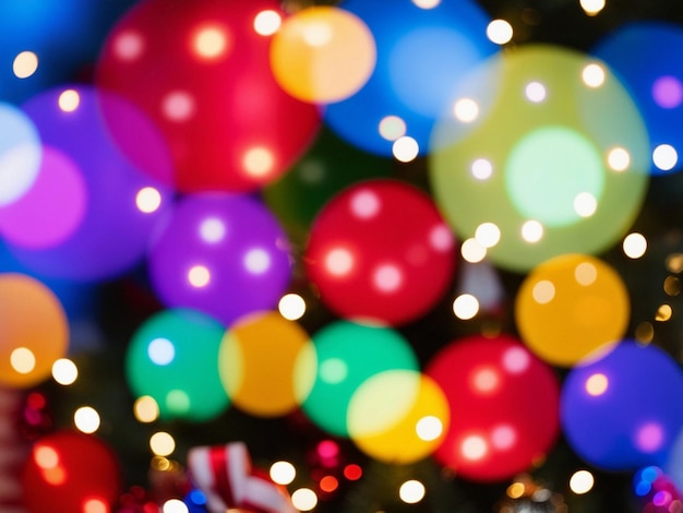 Photo colorful bokeh lights festive and vibrant display of blurred holiday lights