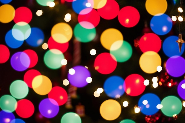 Photo colorful bokeh lights festive and vibrant display of blurred holiday lights