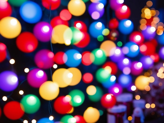 Photo colorful bokeh lights festive and vibrant display of blurred holiday lights