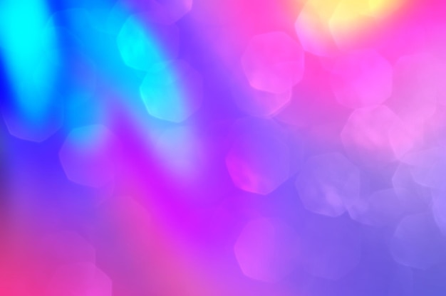 Colorful bokeh lights in purple background.