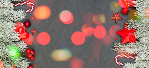 Colorful Bokeh with Christmas background with red holly berries