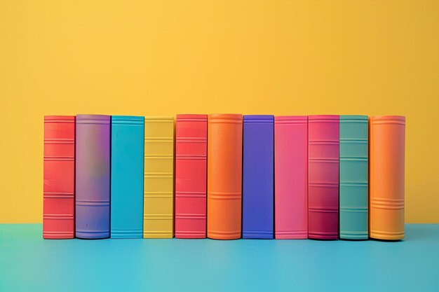 Photo colorful books frame with copy space