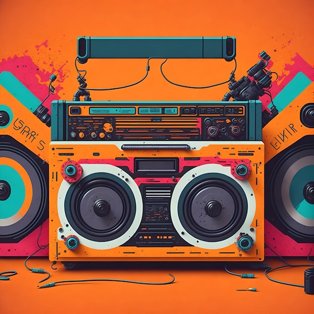 A colorful boombox