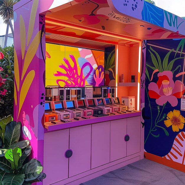 a colorful booth with the word quot hibiscus quot on it