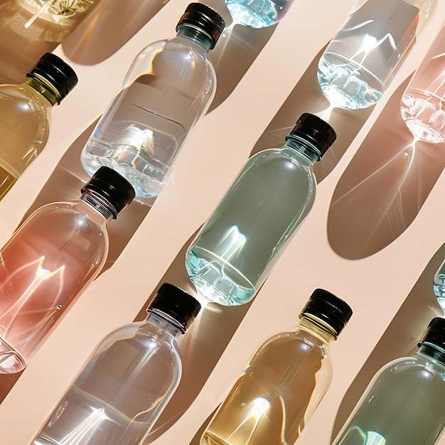 Colorful Bottles with Light Reflections