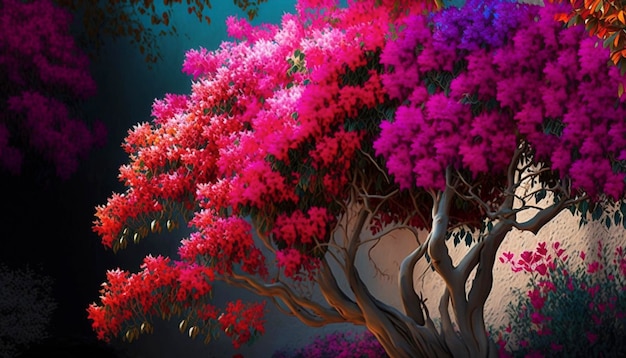 Colorful bougainvillea flowers in garden Generative Ai