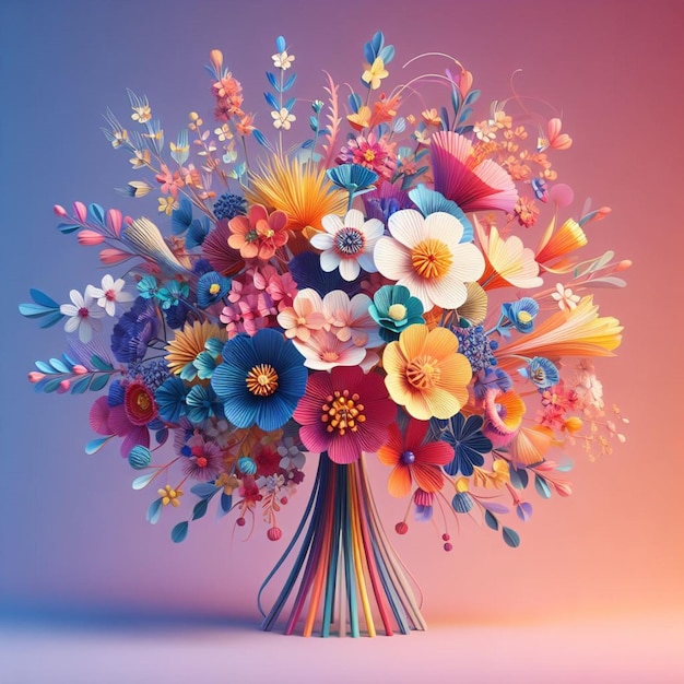 a colorful bouquet of flowers is shown with a colorful background