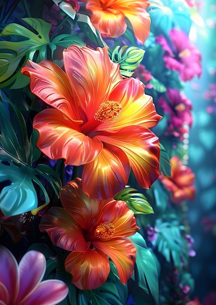 A colorful bouquet of flowers with a bright orange center