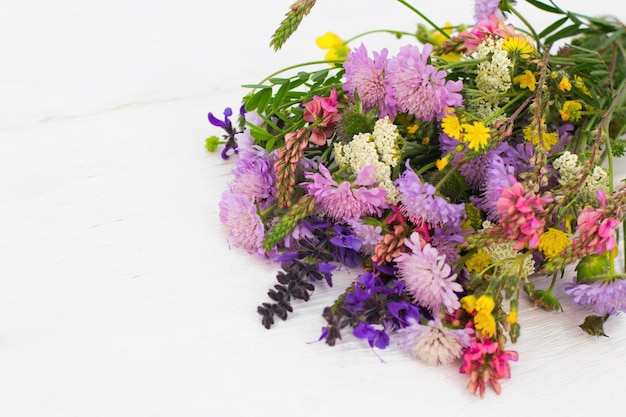 Colorful bouquet wildflowers white