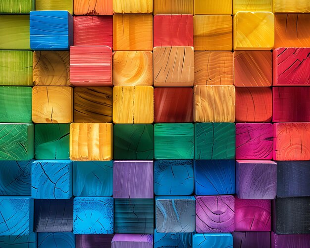 Photo a colorful box of colored wood with different colors