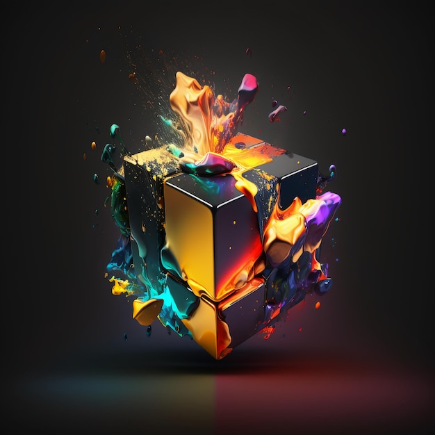 A colorful box with the word cube on it