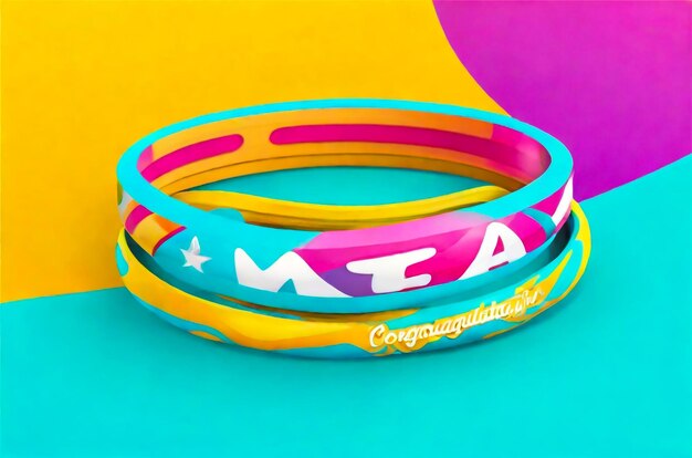 a colorful bracelet with the word lunch on it