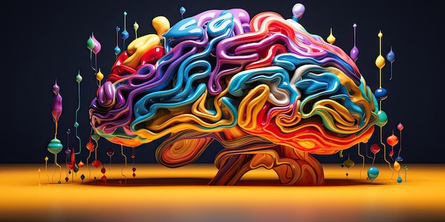 a colorful brain that is covered with colors