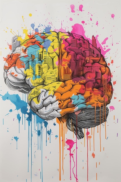 Photo a colorful brain with a colorful pattern on it